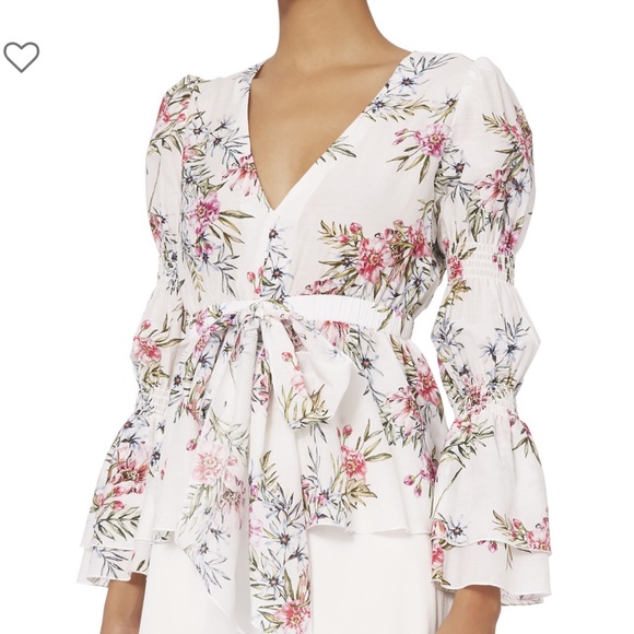 INTERMIX Rochelle Floral V-Neck Top - Picture 2 of 13